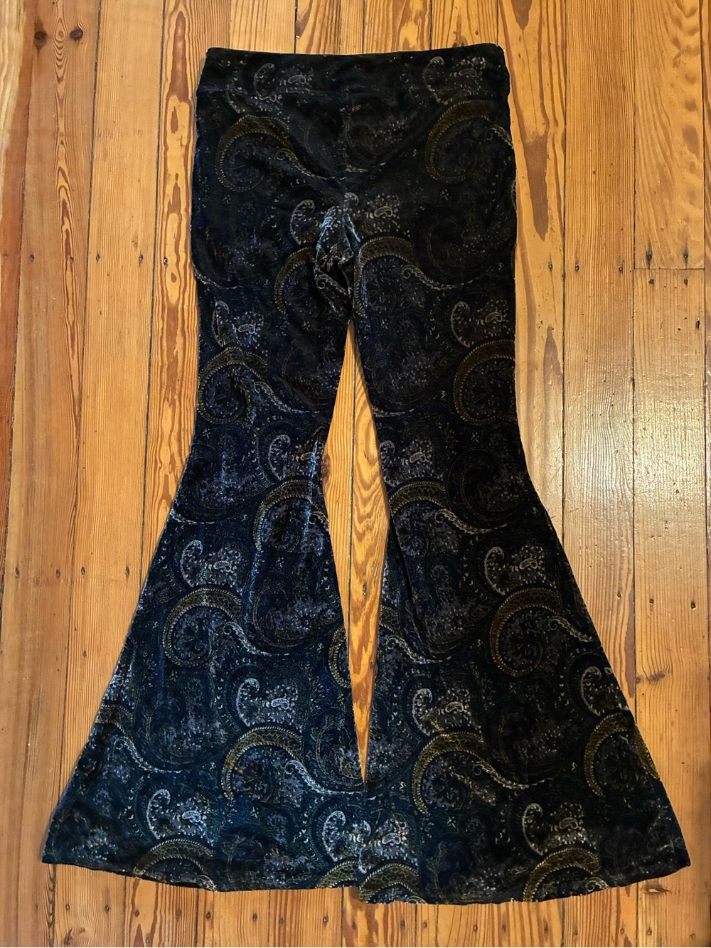 Free People Maura Velvet Paisley Burnout Flare Pants - Picture 4 of 7